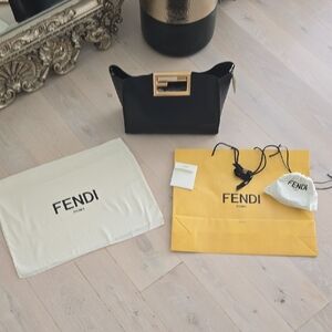 Fendi Black Shoulder Bag with Gold Accents